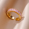 Luxury Gold Copper Plating Cubic Green Zircon Crystal Ring - 7 / Gold MegaBDM