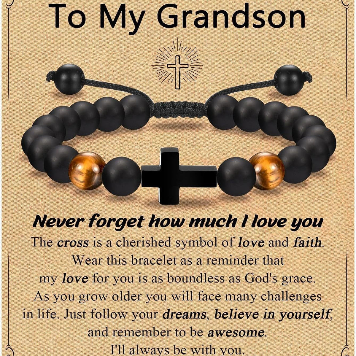 Men's Hand-knitted Rope Adjustable Cross Father's Day Bracelets MegaBDM