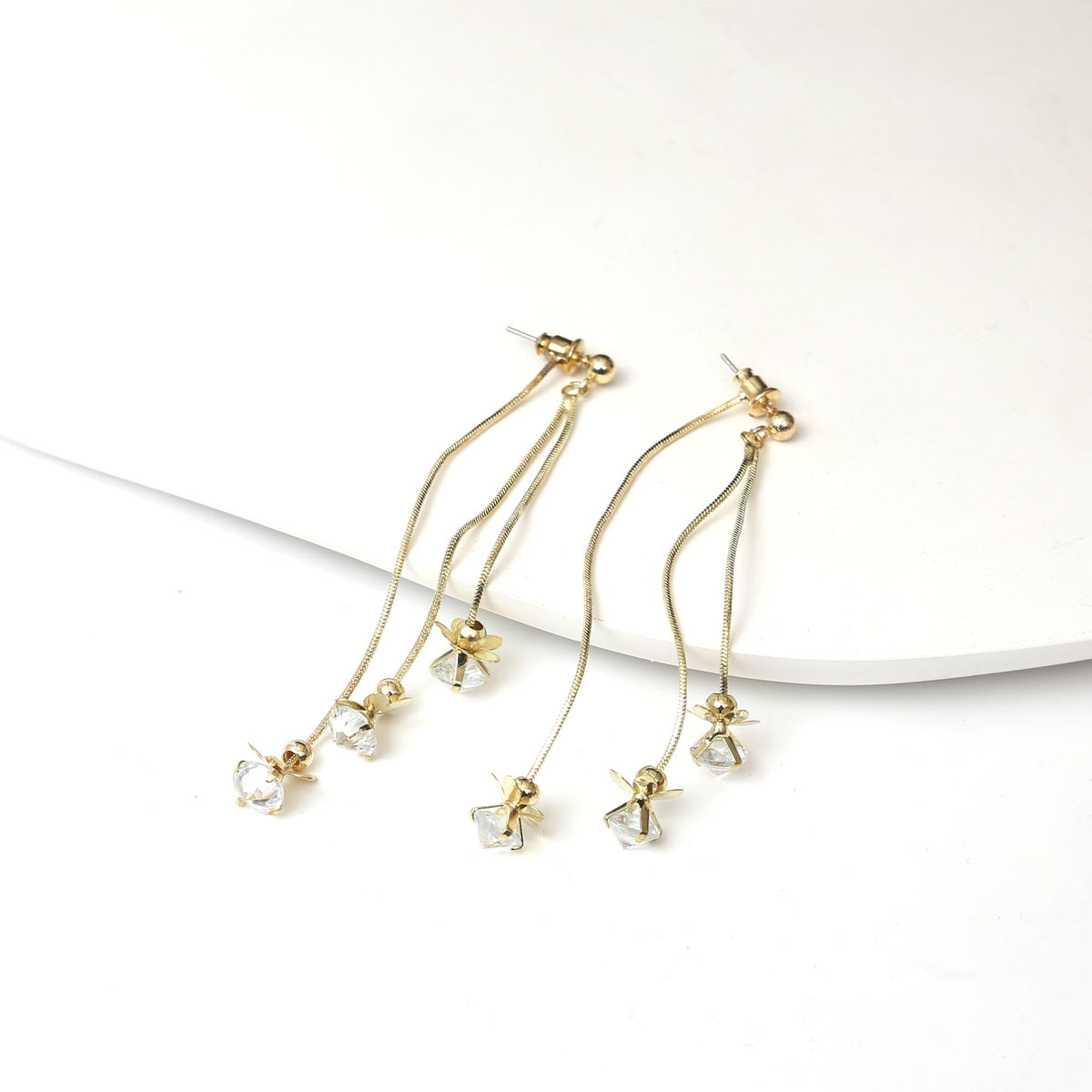 Diamond Butterfly Flower Pearl Graceful Fashionable Long Earrings - E3342 MegaBDM