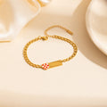 Stainless Steel Bow Square Plate Female Cartoon Mickey Titanium Drip Bracelets - Grid Love Heart Square Plate Bracelet 0252 MegaBDM