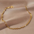 Women's Affordable Luxury Fashion Elegant Gold-plated Stainless Steel Water Wave Chain Bracelets - C4205 MegaBDM