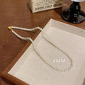 Women's Pearl Vintage Magnetic Buckle Beaded Clavicle Necklaces - X1399 Gold 4mm MegaBDM