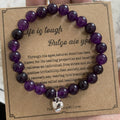 Women's & Men's Pink Zebra Beads Holiday Gift Friendship Bracelets - 01 Purple Ribbon Card MegaBDM