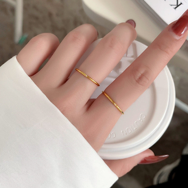 Women's Titanium Steel With Diamond Cold Design Index Finger Tail Fashion Ring MegaBDM