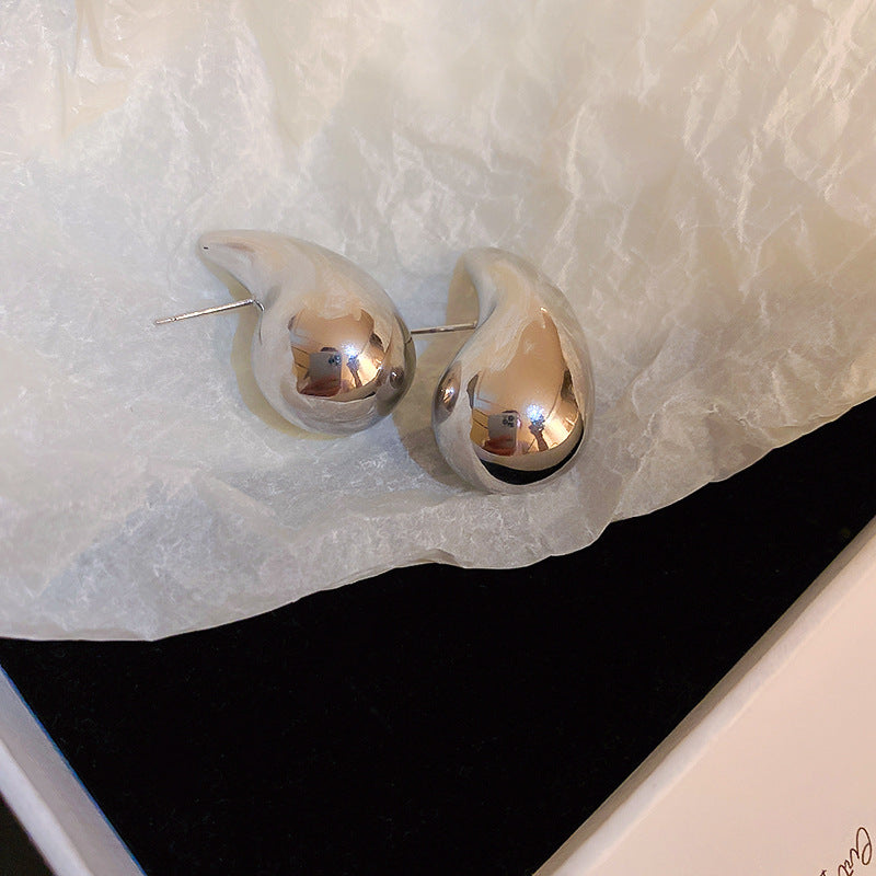 Women's Needle Round Curved Geometric Ear Retro Personalized Temperamental Light Luxury Earrings - 14# Silver Needle-Silver MegaBDM