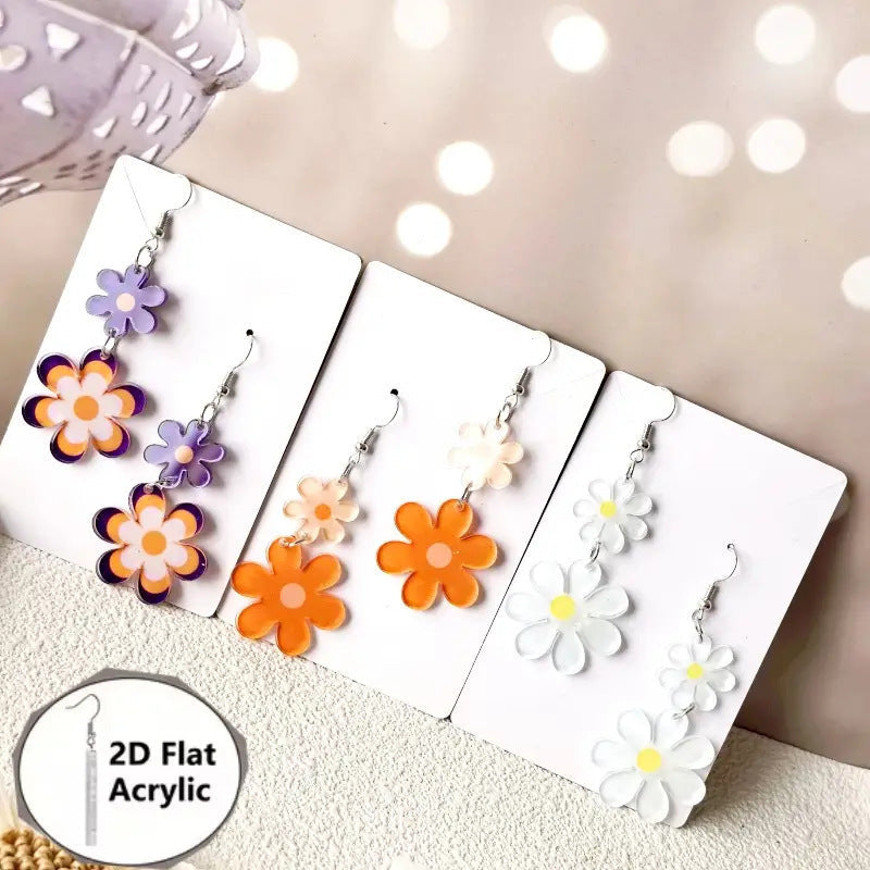 Daisy Acrylic Fresh Cute Sweet Flat Creative Earrings MegaBDM