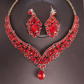 Set Exquisite Rhinestone Suite Party Formal Necklaces - KC Gold Full Red Diamond MegaBDM