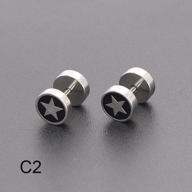 Bilateral Epoxy Titanium Steel Ear Drip Bone Fake Extender Earrings - C2 (One) / Steel Color MegaBDM