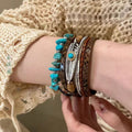 Flower Round Female Personality Fashion Exquisite Versatile Design Bracelet - Cowhide Woven Bracelet S0979 MegaBDM