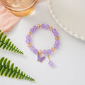 Female Aquamarine Gray Moonlight Natural Crystal Bracelet - Purple Barrel Beads Purple Butterfly Bracelet MegaBDM