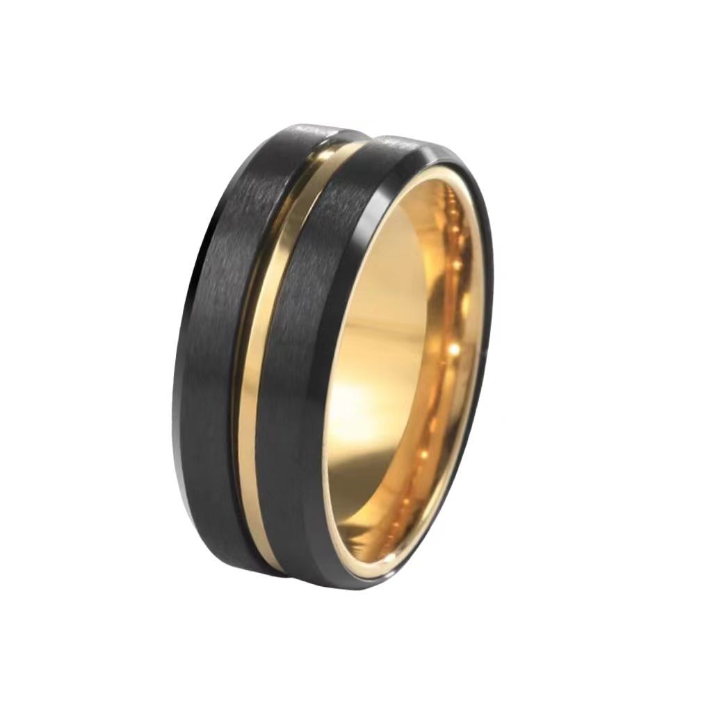 Men's Hip Hop Fashion Rotating Cold Niche Ring - 18-A-2 Black Gold / No. 9 MegaBDM