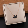Titanium Steel Elegant Black Swan Fashionable Necklace - Rose Gold-O-Shaped Chain Swan