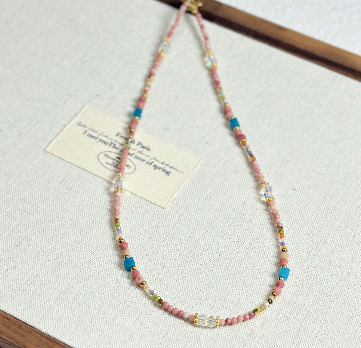 Women's Style Pink Rose Stone Beaded High Sense Light Luxury Minority Necklace - Pink Rose without Pendants Necklace MegaBDM