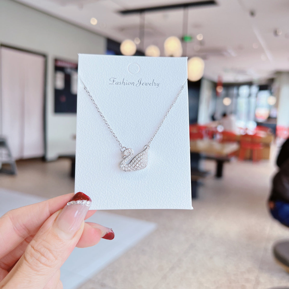 Women's Fashion Trendy Mori Style Titanium Steel Necklace - 719337 Silver Micro-Inlaid MegaBDM