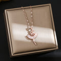 Inlaid Zircon Ballet Female Elegant High-grade Necklace - 8224-Rose Gold MegaBDM