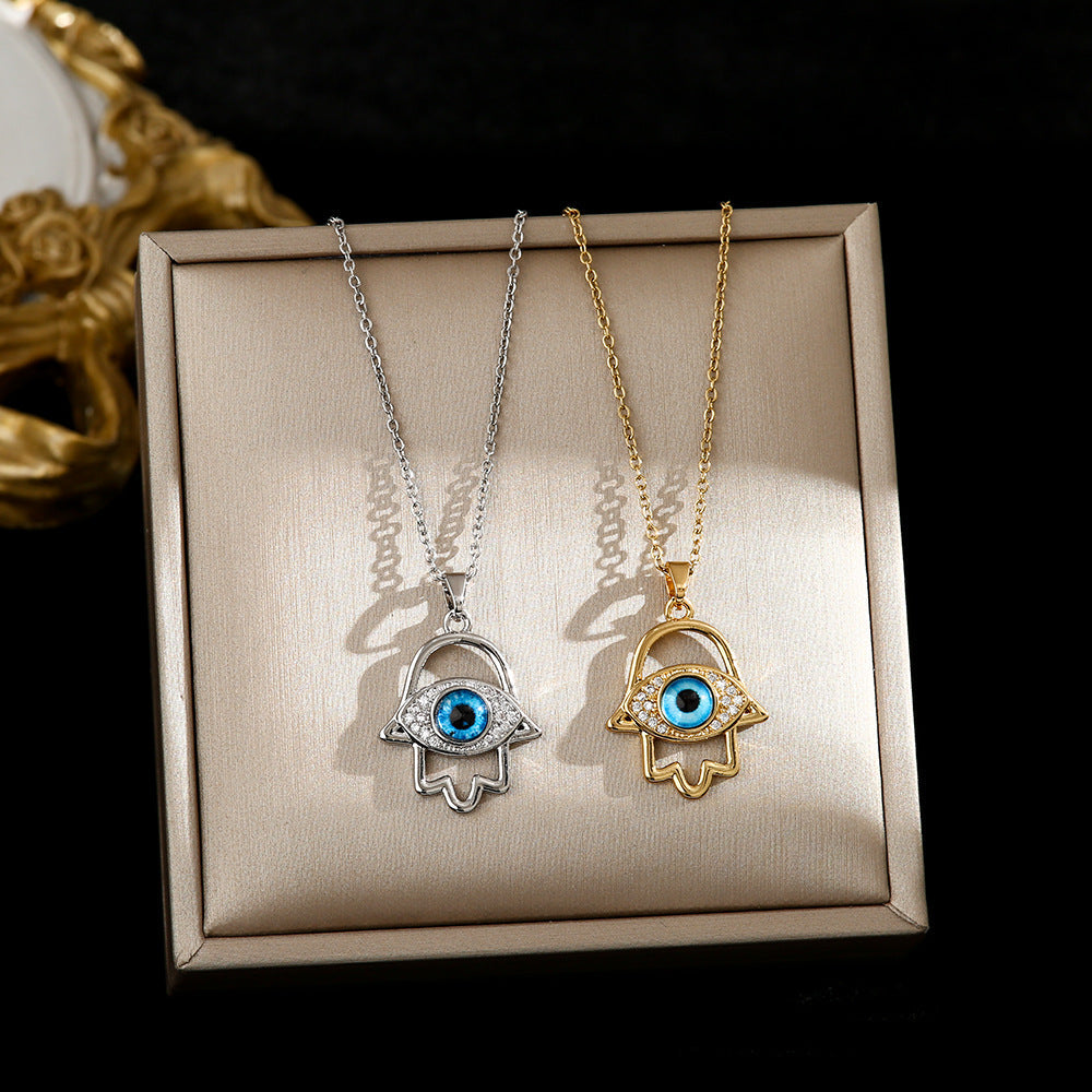 Titanium Steel Female Devil's Eye Fashion Design Sense Niche Temperament Necklace MegaBDM
