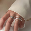 Women's Korean Style Simple Irregular Sterling Sier Rings - 8233 MegaBDM