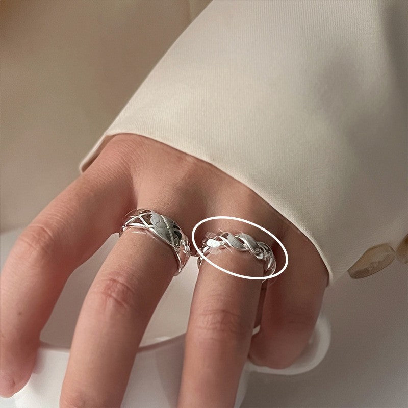 Women's Korean Style Simple Irregular Sterling Sier Rings - 8233 MegaBDM