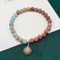 Circle Natural Stone Red Match Pink Bracelet - 6mm Red Serpeggiante Shoushan Stone Yanyuan Peace Buckle MegaBDM