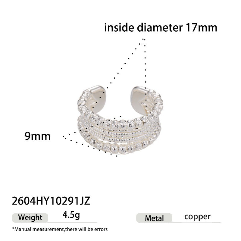 Sier Light Luxury High Sense Design Open Adjustable Zircon Ring - 2604HY10291JZ MegaBDM