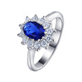 Gemstone Zircon Creative Personality Inlaid Emerald Ring - Dark Blue Rhinestone Ring [White Gold Color]] / US Code No. 7 MegaBDM