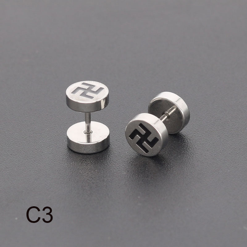 Bilateral Epoxy Titanium Steel Ear Drip Bone Fake Extender Earrings - C3 (One) / Steel Color MegaBDM