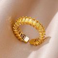 Luxury Gold Copper Plating Cubic Green Zircon Crystal Ring - 8 / Gold MegaBDM