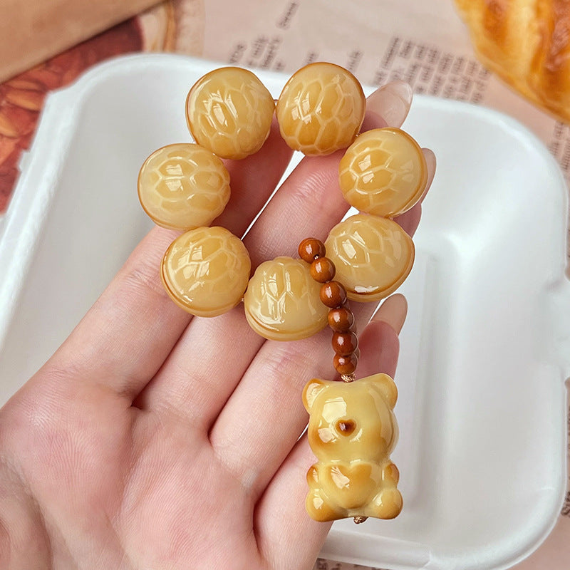 Bodhi Pliable Temperament Carved Plate Playing Fingertip Hand Toy Decompression Bracelet - [Tortoise Shell Xiong Bao 16mm] Charcoal Grilled Fujia Hand Toy MegaBDM