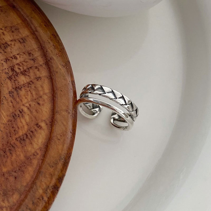Twist Open-end Little Finger Simple Trendy Distressed Niche Rings MegaBDM