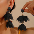 Chiffon Flower Tassel Summer Beach Vacation Rings - Es0077 Black MegaBDM