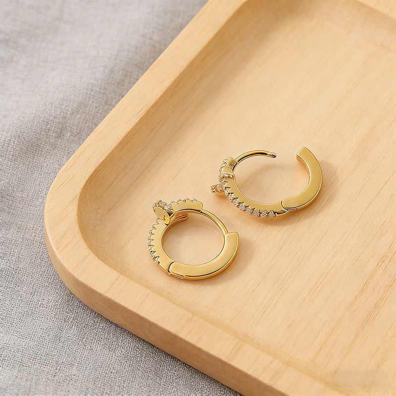 Women's Full Diamond Nail Ear Clip Light Luxury Minority High-grade Commuting Rings - Yellow Gold MegaBDM