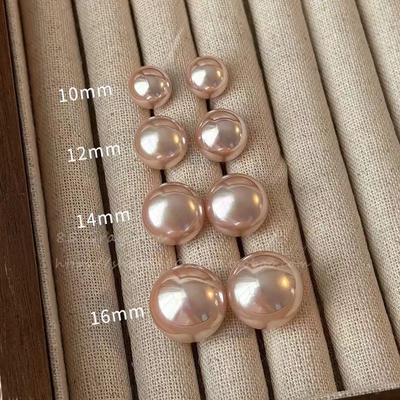 Pink Steamed Bread Pearl Female Design French Style Temperament Stud Earrings - Pink Steamed Bread Beads 10mm MegaBDM