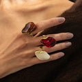 Retro Translucent Amber Blooming Resin Wind Ring MegaBDM