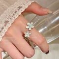 Ice Blue Gradient Flowers Open-end Zircon Mori Girlish Heart Rings - Gradient Blue Flower Copper Ring MegaBDM