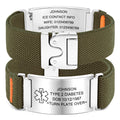 Parachute Buckle Knitted Strap Stainless Steel Curved Medical Bracelet - Army Green Curved Bracelet MegaBDM