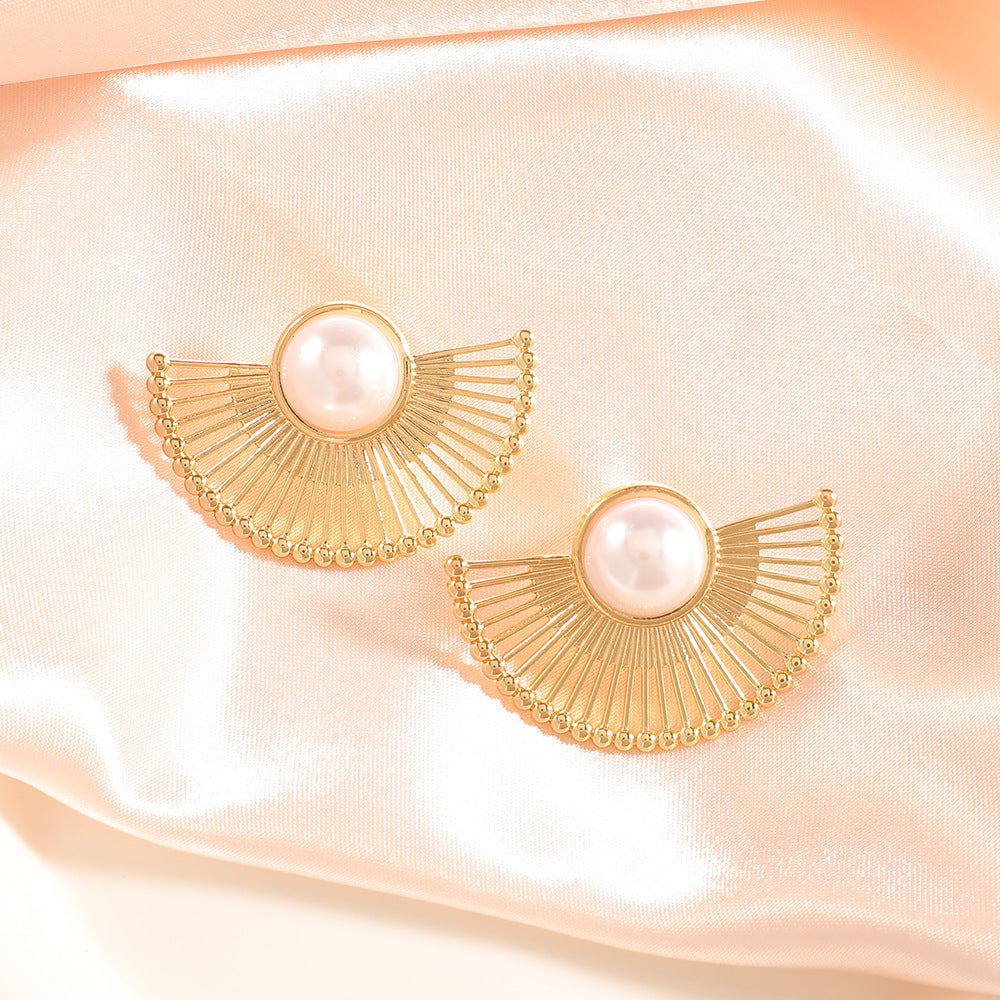 Women's Fashion Design Metal Glossy Surface Folding Ear Stud Earrings - SZ586964 MegaBDM
