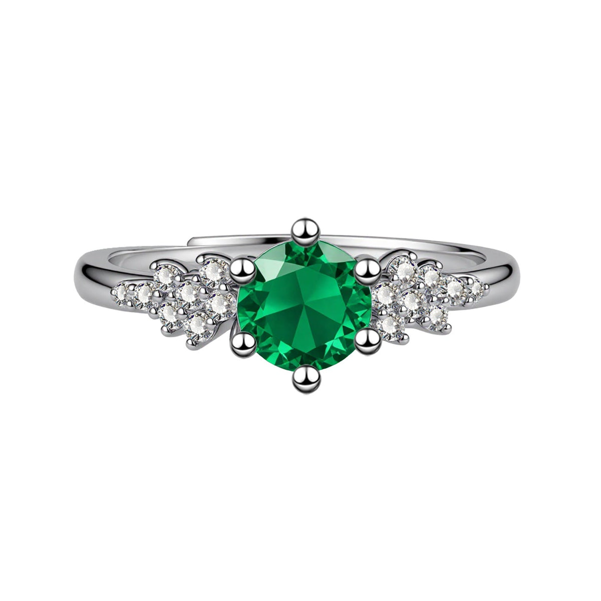 Angel Wings Green Copper Full Diamond Inlaid Optional Sweet Cool Rings - JZ-054-01-Lvzuan / Adjustable Opening MegaBDM