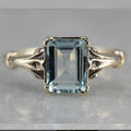 Classic Square Navy Blue Topaz Female Ancient Sier-plated Rings MegaBDM