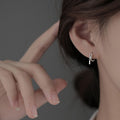 Women's Small Simple Hollow Pearl High-grade Refined Stud Earrings - Square Plate Chain Knotted Ear Clip MegaBDM