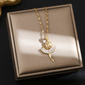 Inlaid Zircon Ballet Female Elegant High-grade Necklace - 8224-Gold MegaBDM