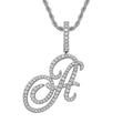 Body Grass English Letter Gold Inlaid Pendants - A (Silver) 60cm Hemp Flowers Chain MegaBDM