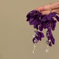 Women's Needle Fabric Purple Flower Tassel Light Luxury High-grade Temperament Fashionable Earrings - 7# Silver Needle-Golden-Purple MegaBDM