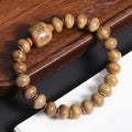 Women's & Men's Natural Green Sandalwood Old Materials Beads Crafts Hand Toy Bracelet - [Six Words Proverbs] Lantern Bead 8*10mm21 MegaBDM