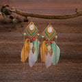 Plaid Diamond-shaped Dripping Feather Your Daisy Earrings - DC1463-4 Light Color Mixed Color MegaBDM
