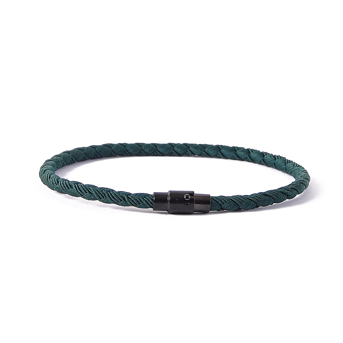 Valentine's Day Gift Couple Lucky Life Red Rope Bracelets - Single Ring Dark Green Rope Black Magnetic Buckle / Size 16.5cm MegaBDM