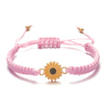 Handmade Woven Sunflower Fashion Daisy Couple Bracelets - Pink MegaBDM