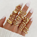 Women's Exaggerated Personalized Gold Irregular Oval Heart-shaped Open Rings - 12-Piece Set HS2099-1 MegaBDM