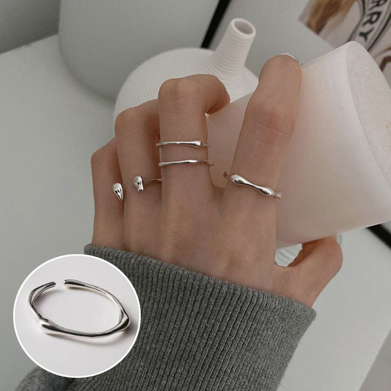 Exaggerated Geometry Female Sier Personalized Hip Rings - JZ9787 / Adjustable Opening MegaBDM