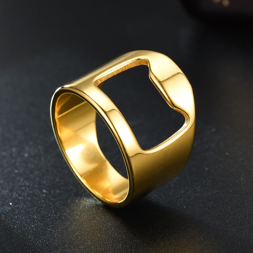 Men's Stainless Steel Bottle Opener Creative Ring - Gold / No. 6 MegaBDM