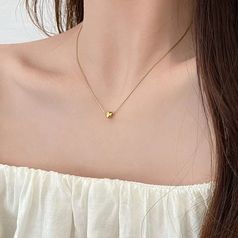 Opposite Sex Love Titanium Steel Female Fashion Short Necklace - Mini Small Heart Necklace Gold MegaBDM